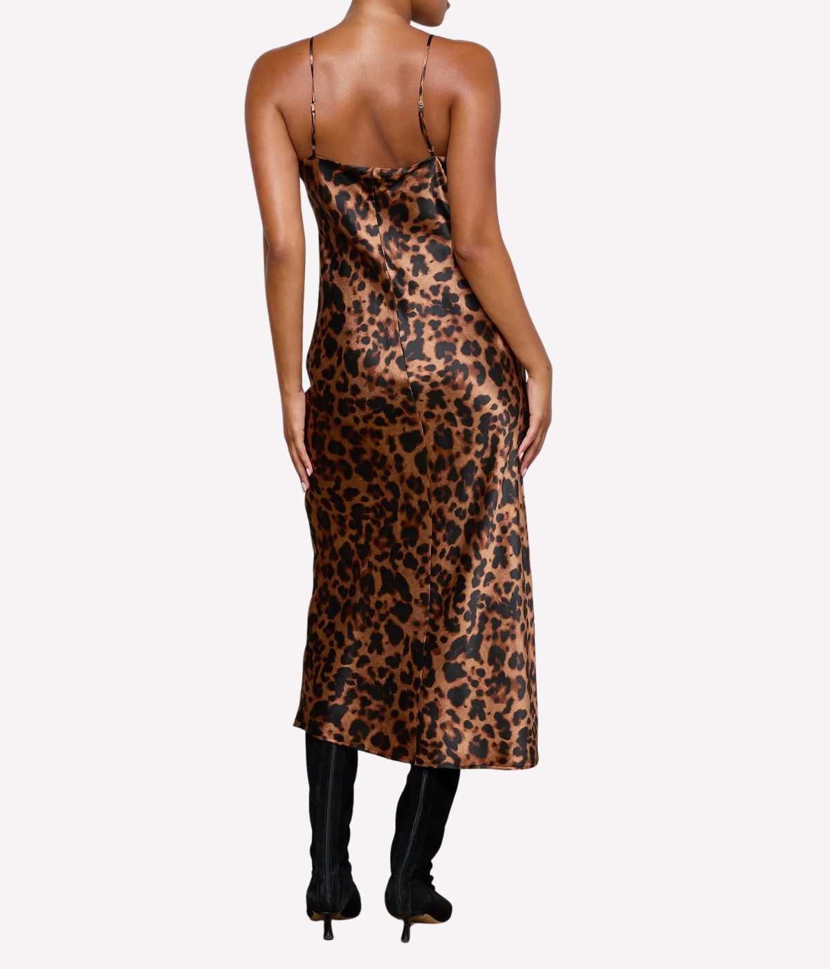 Seridie Midi Dress in Brown Multi Leopard