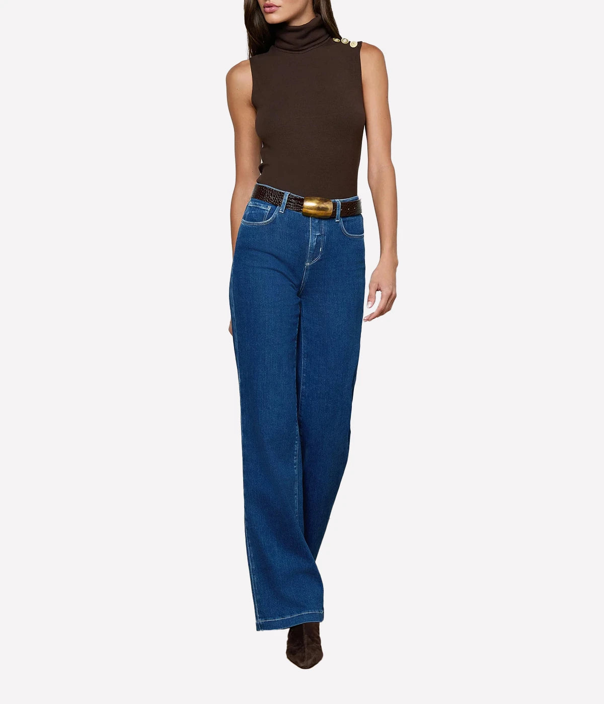 Ceci Sleeveless Turtleneck in Coffee Bean
