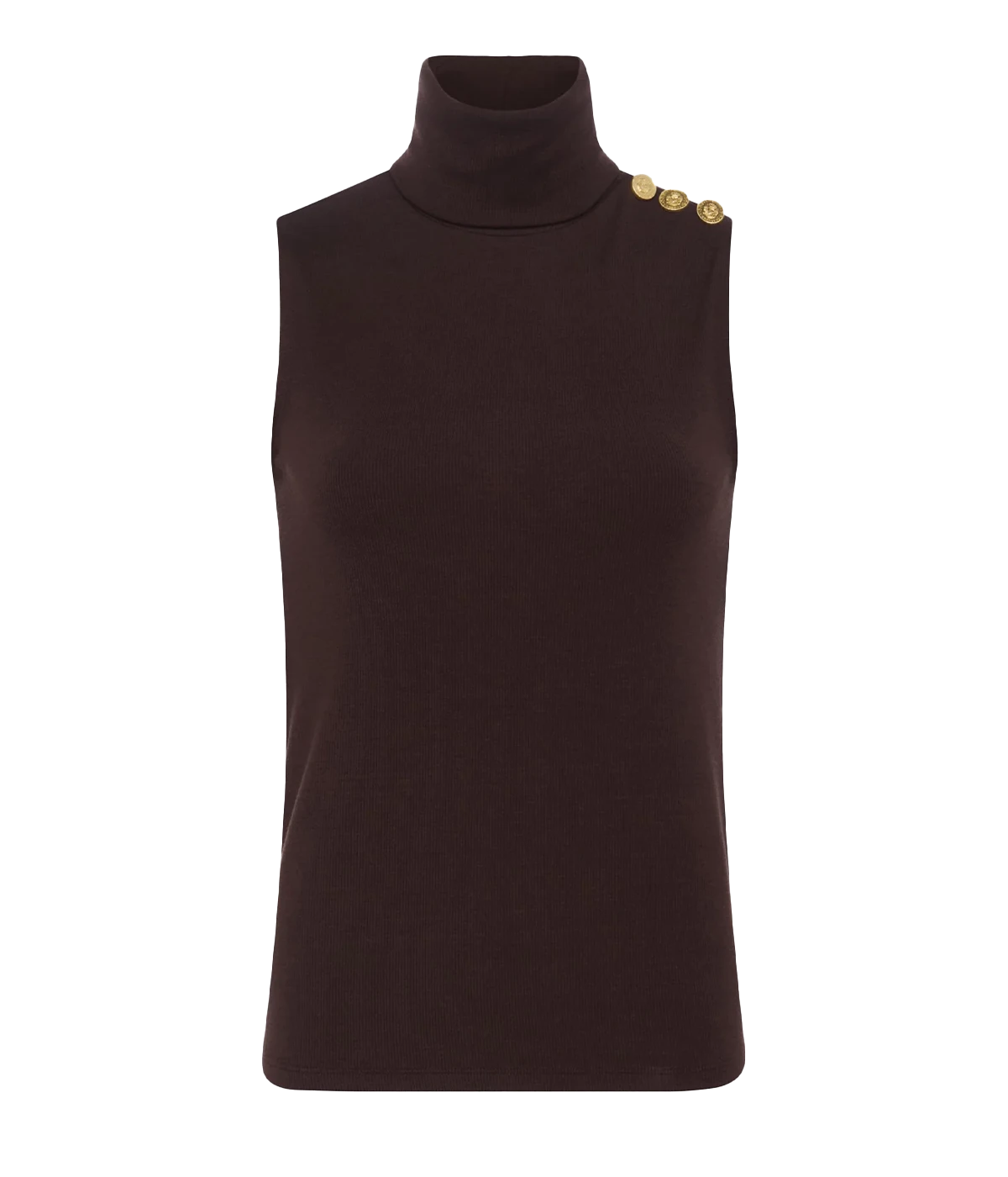 Ceci Sleeveless Turtleneck in Coffee Bean
