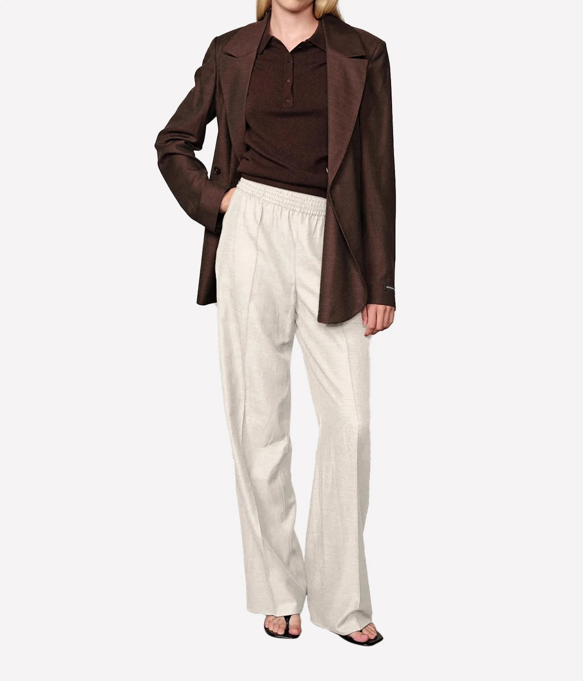 Pinky Midt Waist Pant In White