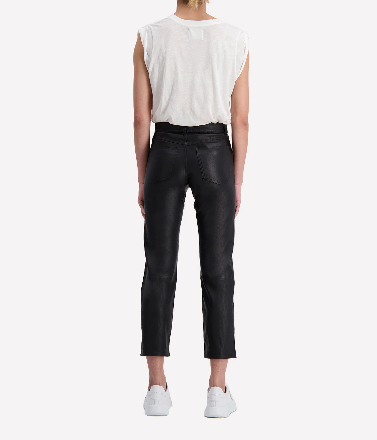 *FINAL SALE* 5 Pocket Crop Flare Leather Pant in Black