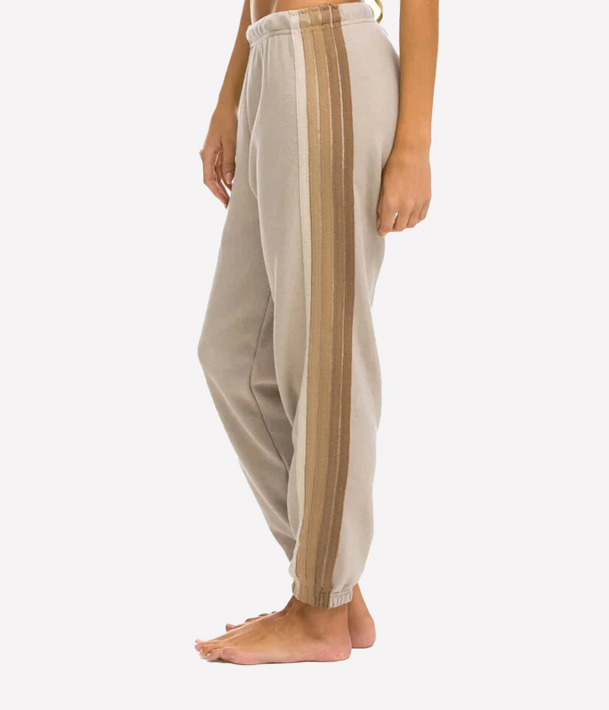 5 Stripe Sweatpants in Sand Tan