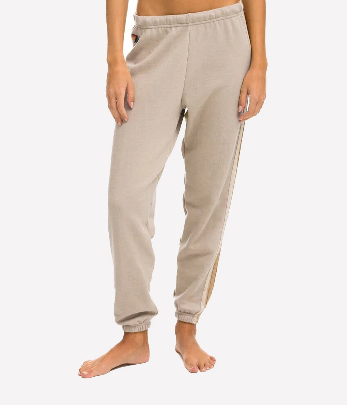 5 Stripe Sweatpants in Sand Tan