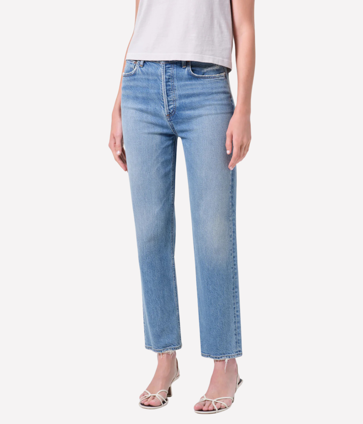 90's Pinch Waist Crop in Renew - close-up of cropped detailing
