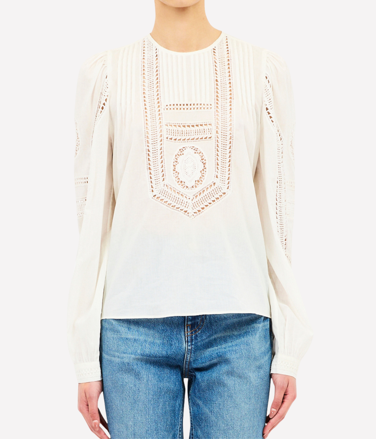 Marlowe Long Sleeve Cotton Top In Pristine