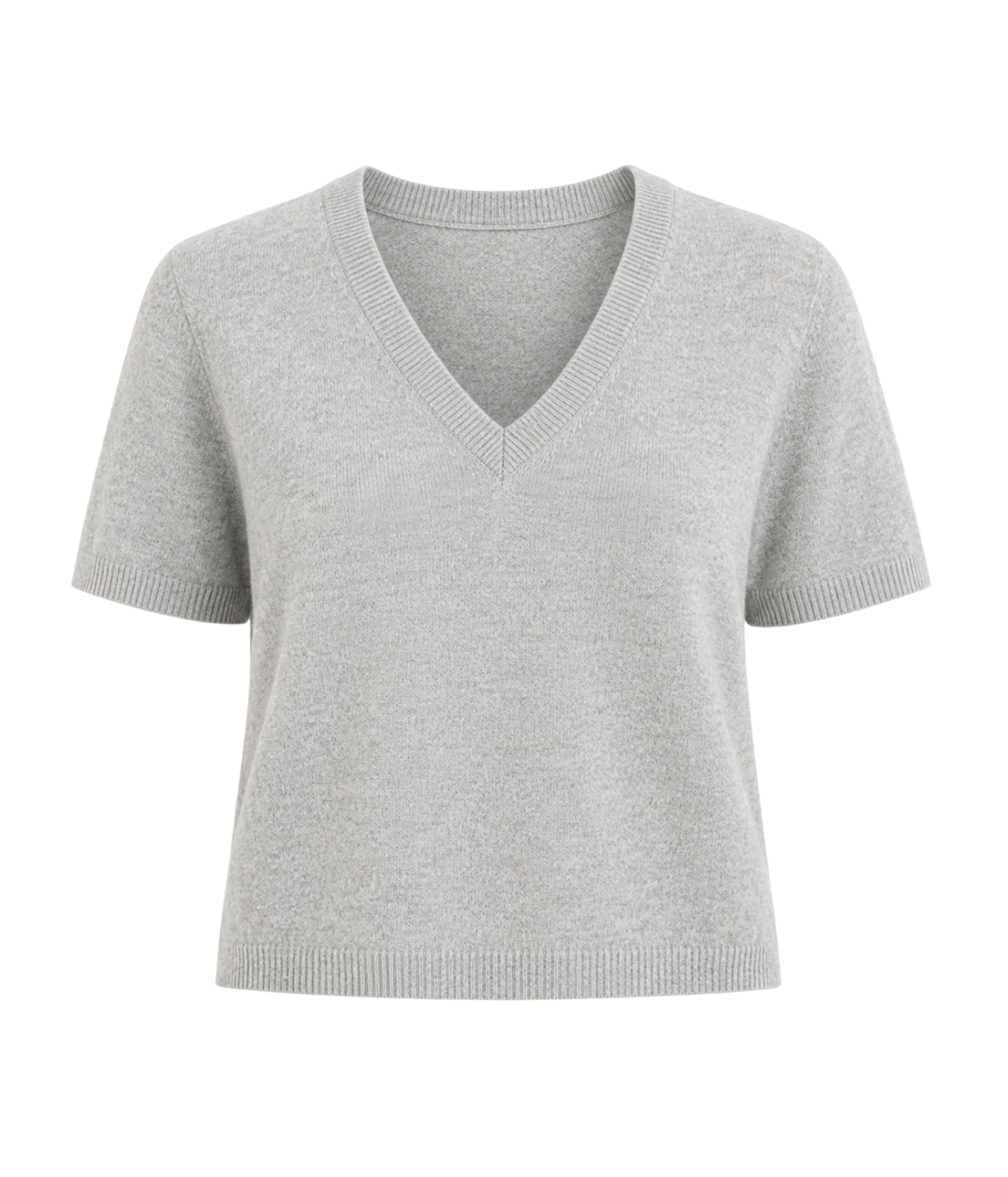 Kadri Cashmere Vneck Tee In Heather Grey