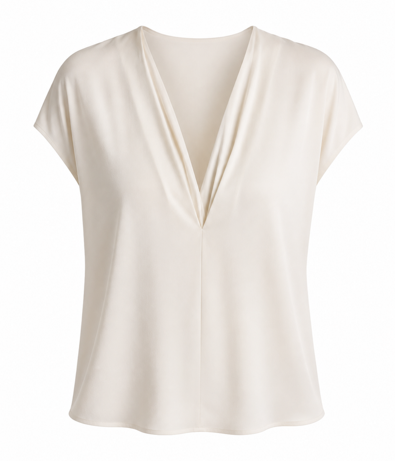 Double V Neck Top in Off White