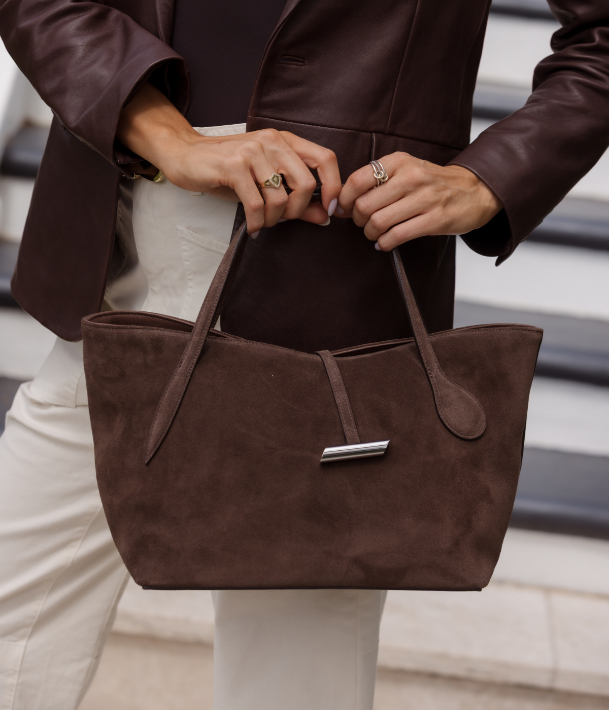 Petite Penne Tote in dark brown