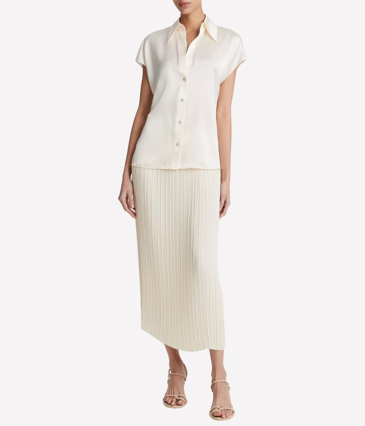 Cap Sleeve Ruched Back Blouse in Chiffon