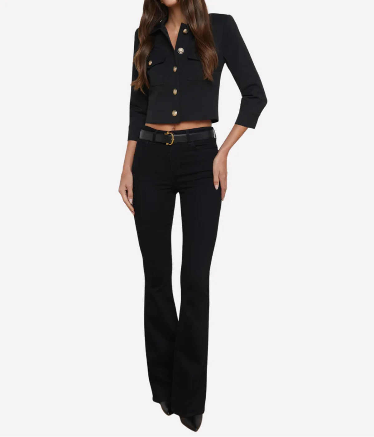 Kumi Cropped Fitted Jacket in Black