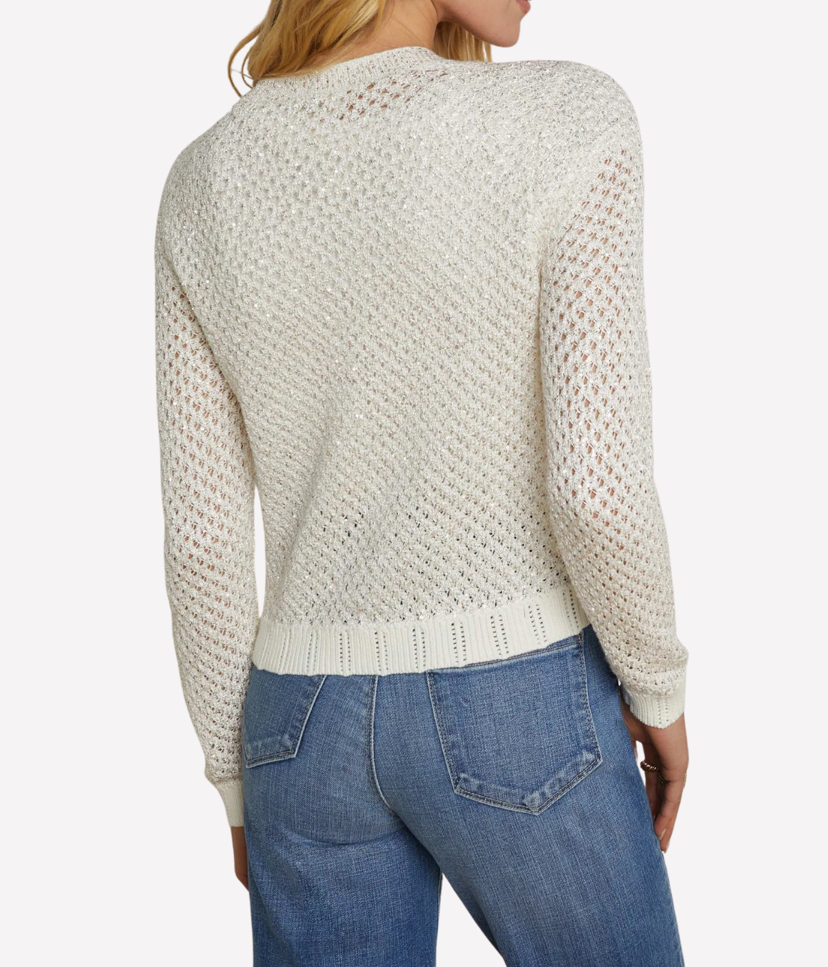 Blanca Sequin Crop Cardi in Ivory Gold