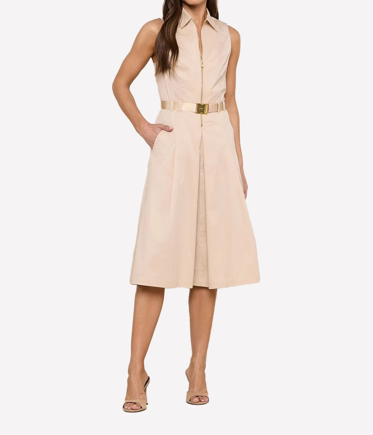 Kylo Belted Shirt Dress in Biscuit