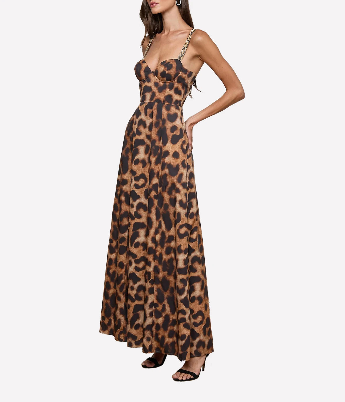 Sutton BDD Strap Maxi Dress in Leopard