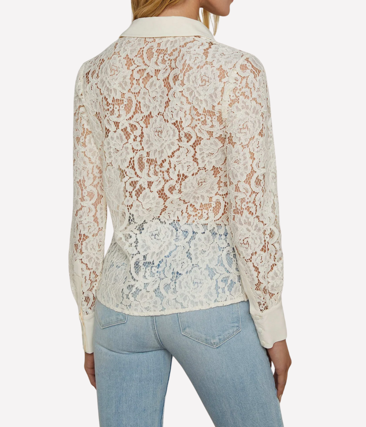 Maia Lace Button Down in Vintage White