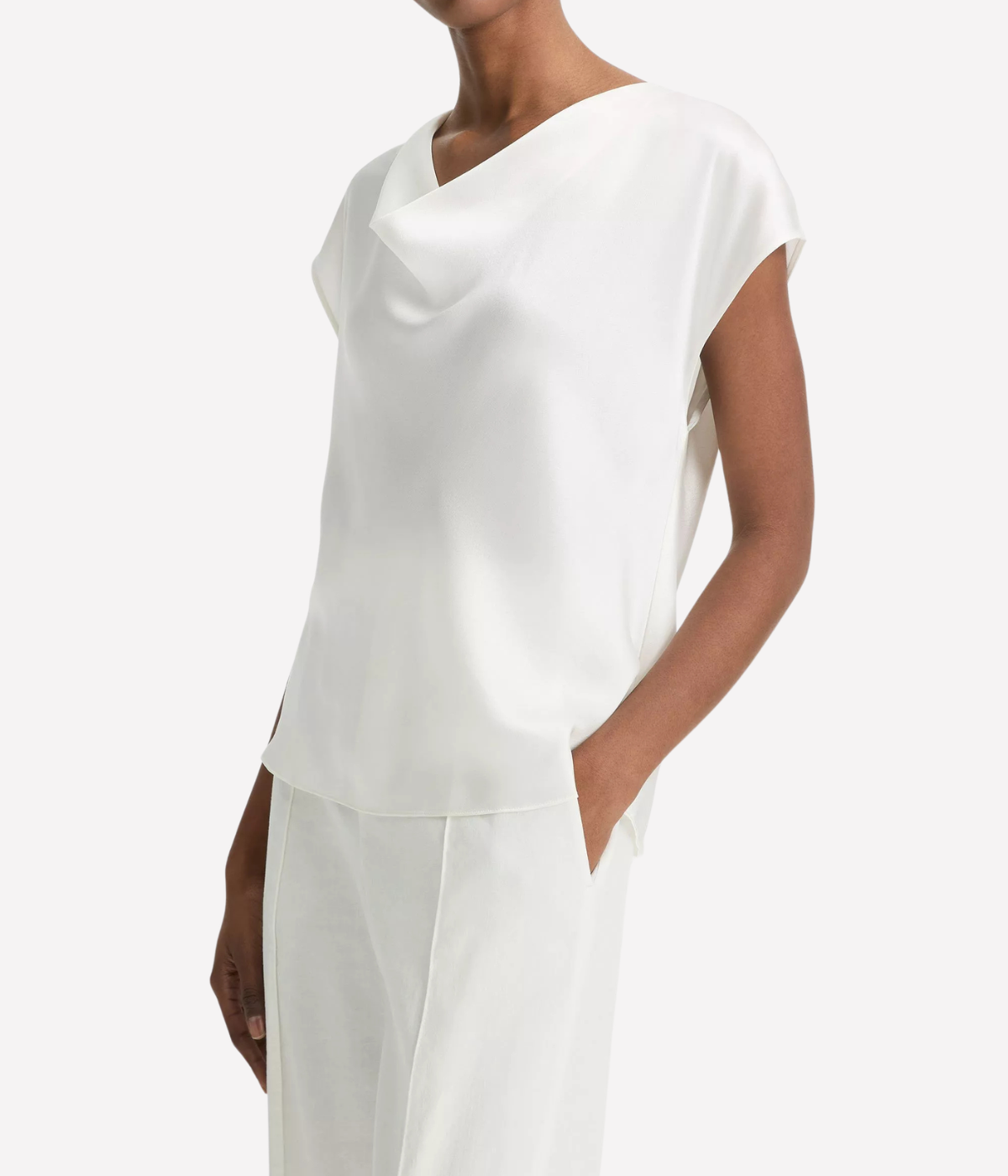 Cowl Neck Blouse In Off White