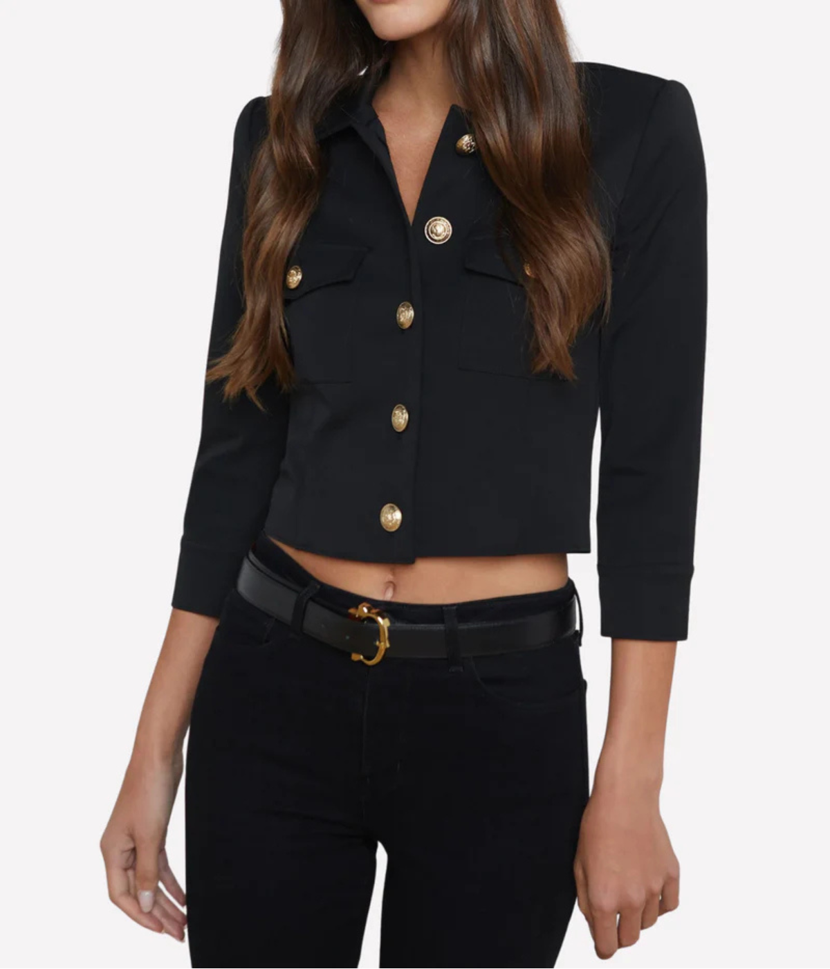Kumi Cropped Fitted Jacket in Black