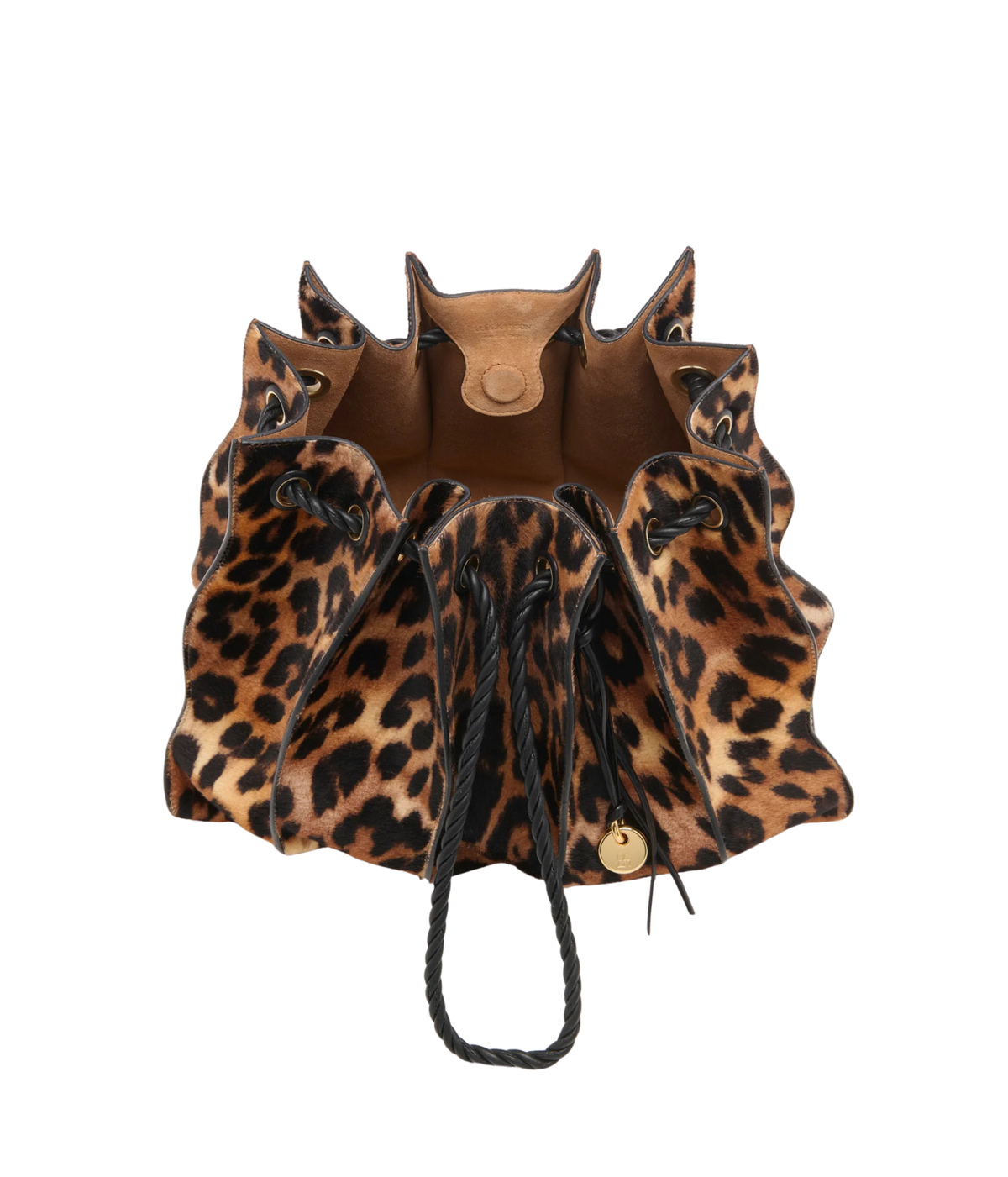 Adria Large Drawstring Tote In Leopard