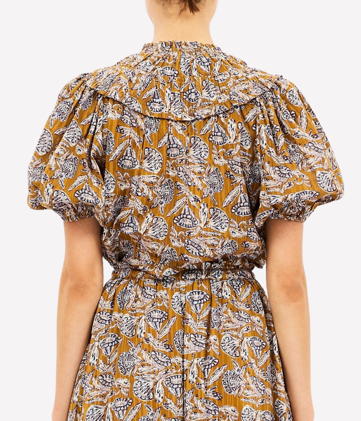 Elvie Short Sleeve Cotton Top In Fennel Blossom