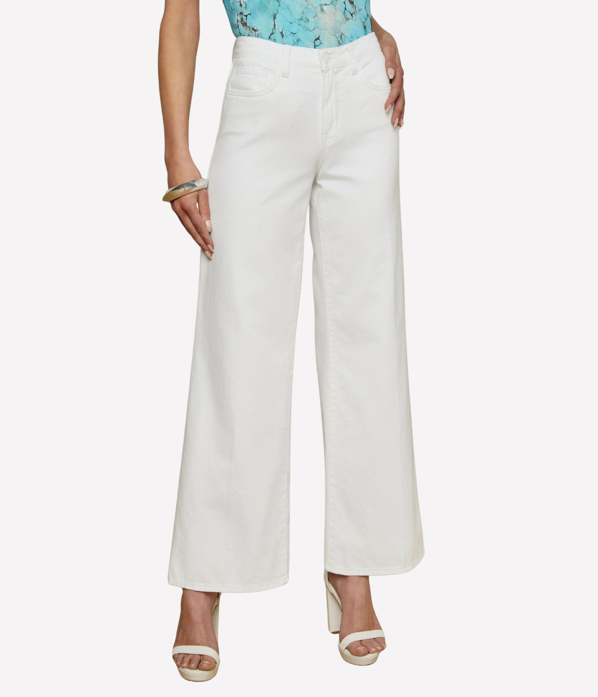 Alicent H/R Wide Leg Jean in Blanc