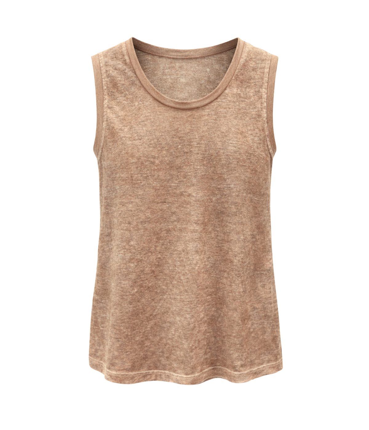 Hand Painted Linen Round Neck Tank Top In Sughero