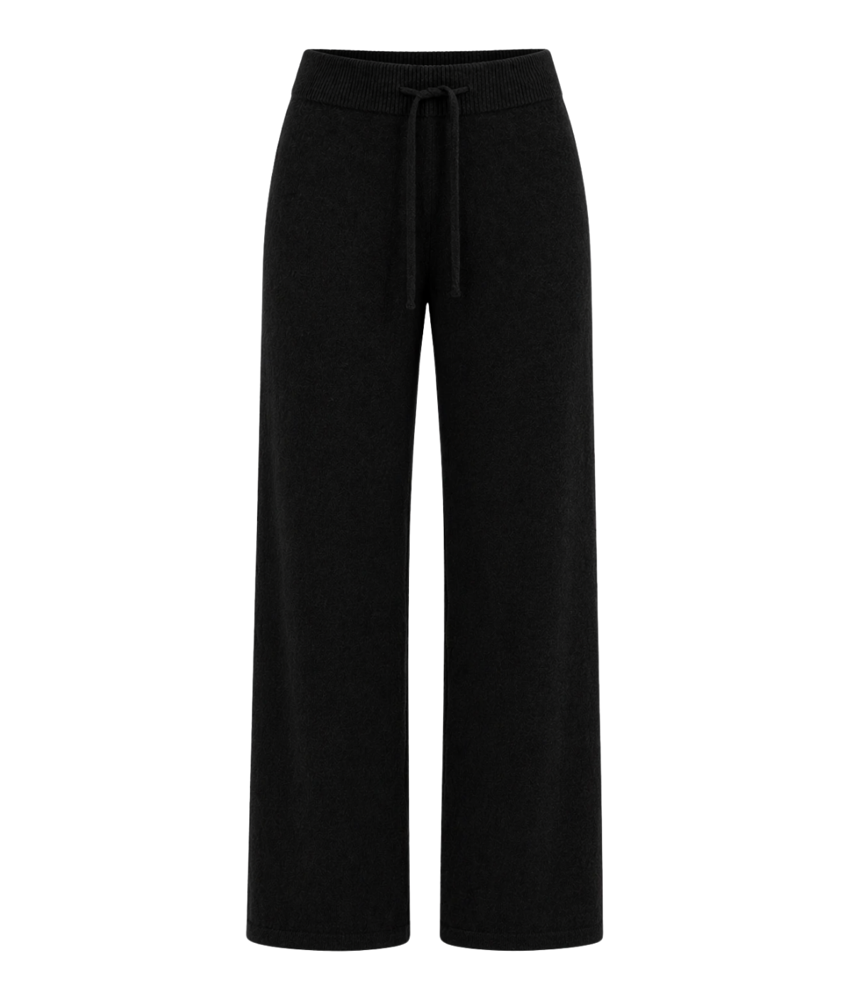 Soft Goat Cashmere Wide Leg Pant in Black – Flat Lay