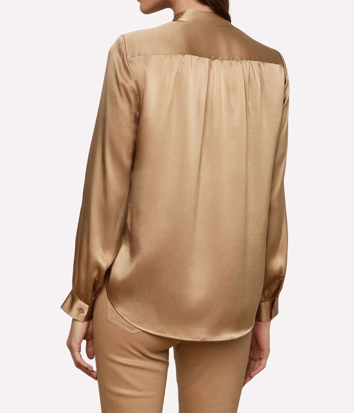 Bianca Band Collar Blouse in Chai Latte