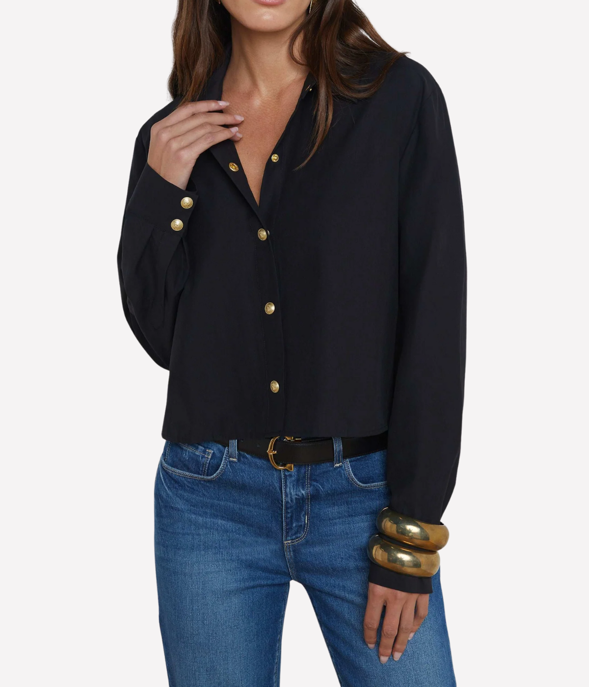 Cosette Crop Shirt in Black Gold