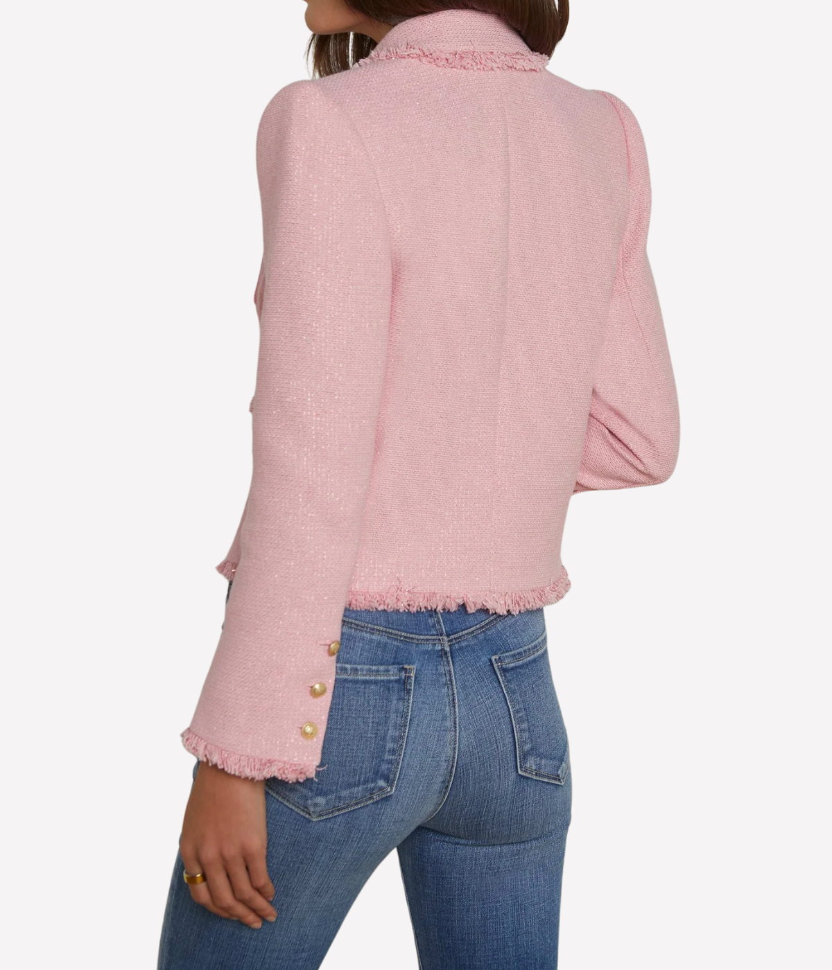 Sylvia Collared Jacket in Pale Pink Gold