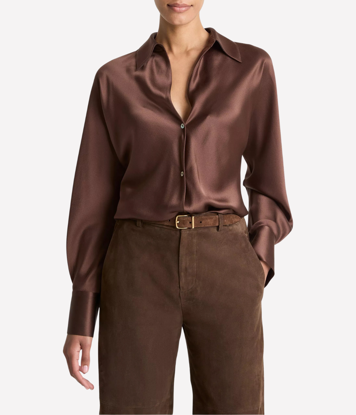 Bias L/S Blouse in Espresso