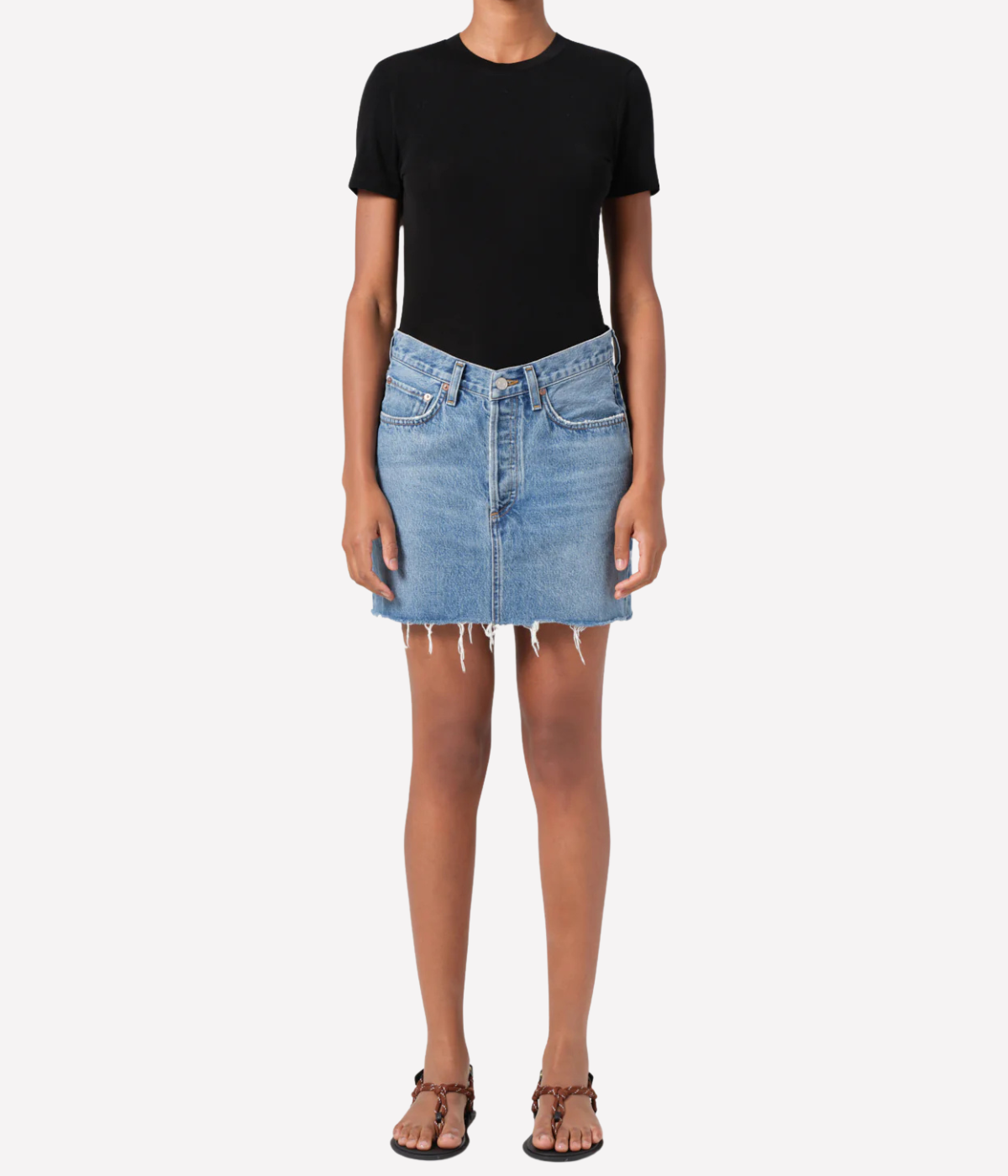 V Waist Mini Skirt in Fairway