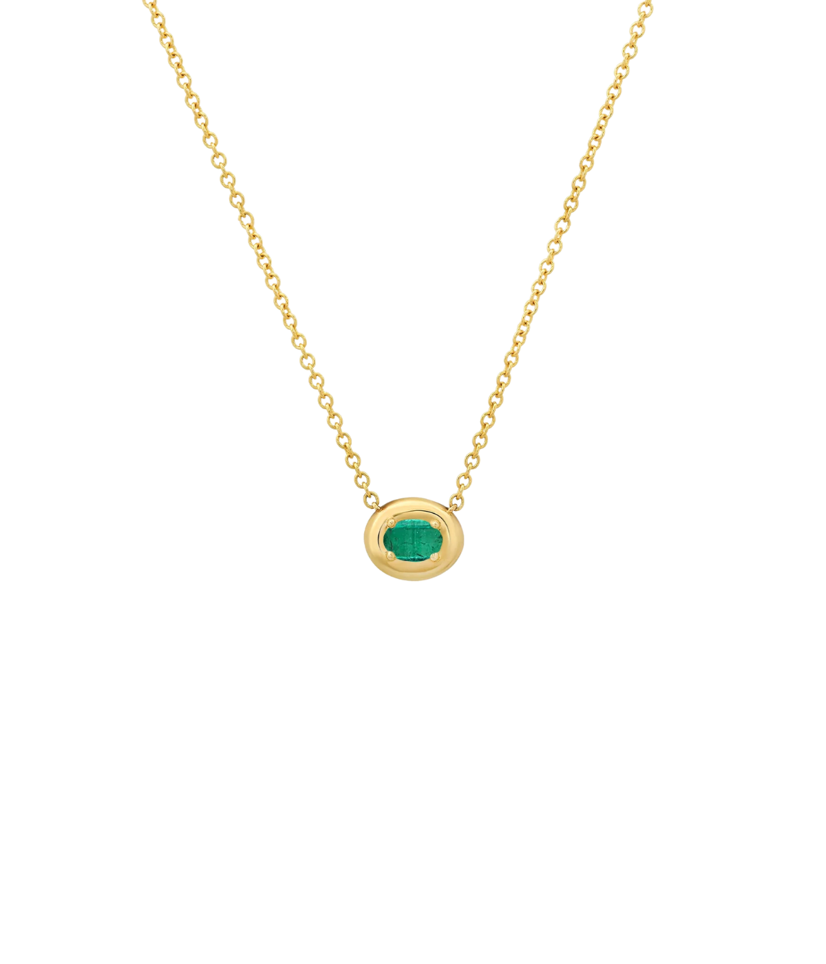 Oval Emerald Cloud Necklace in 14k Yellow Gold
