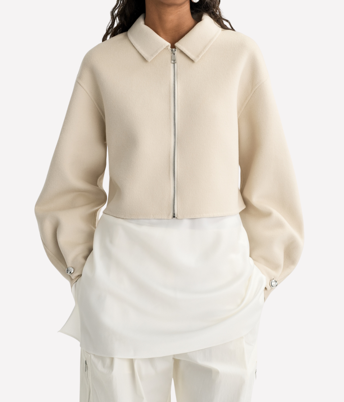 Zip Jacket in Cream