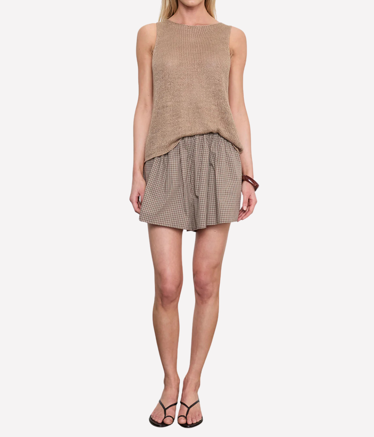 Linen Open Knit Tank in Flax