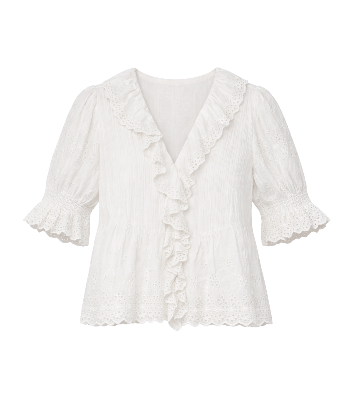 Henri Top in White Eyelet
