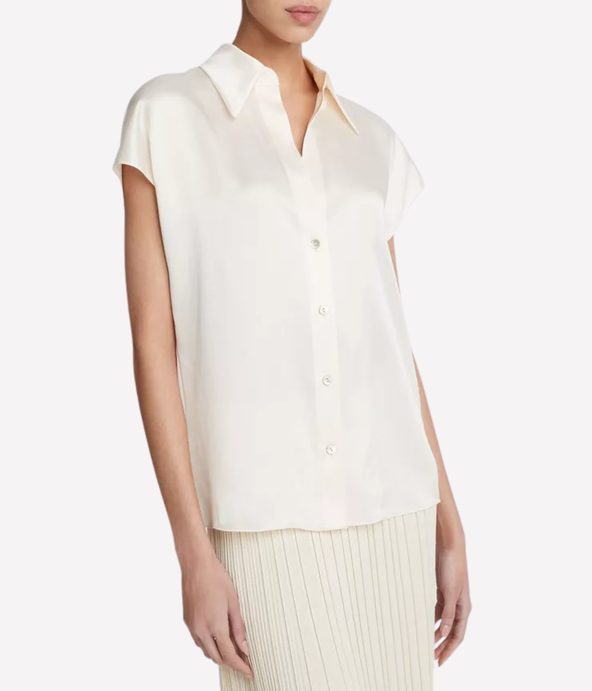 Cap Sleeve Ruched Back Blouse in Chiffon