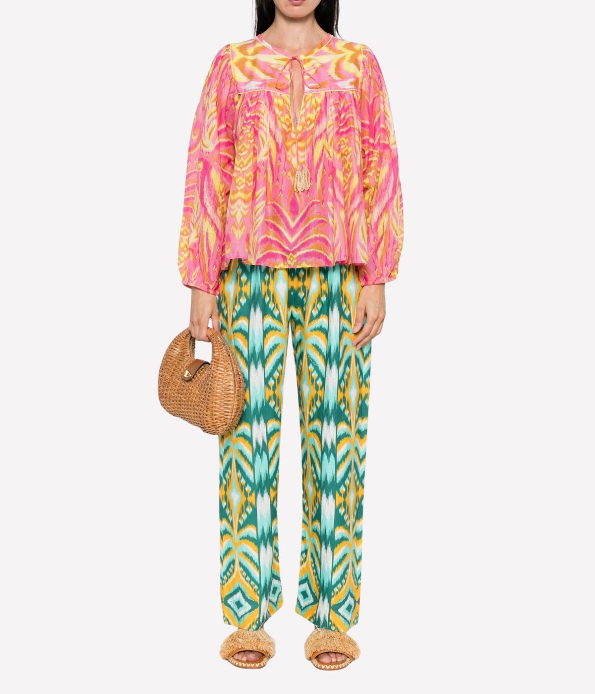 Tropical Tapestry Pants in Off White