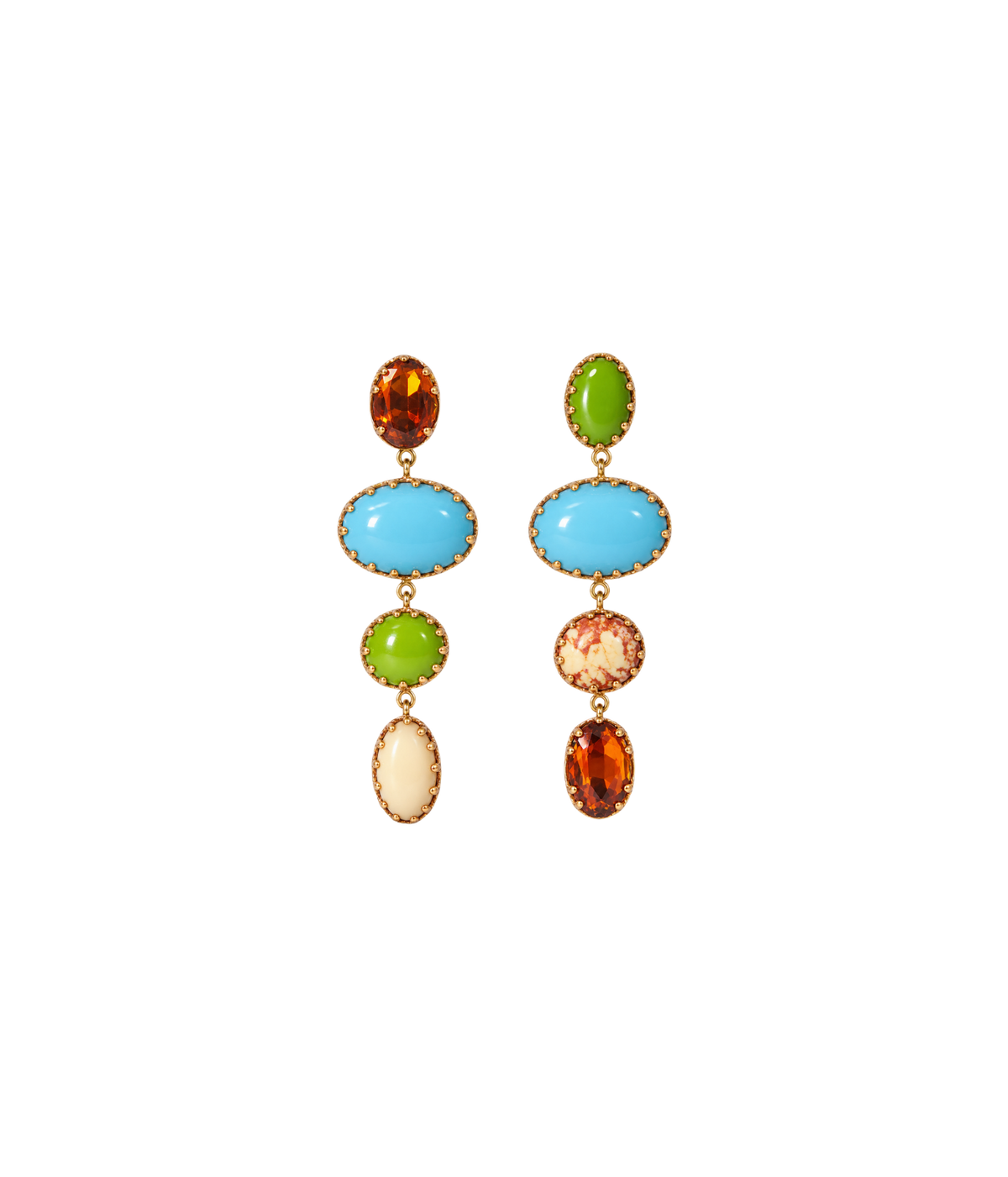Multi-Stone Drop Earrings in Multi