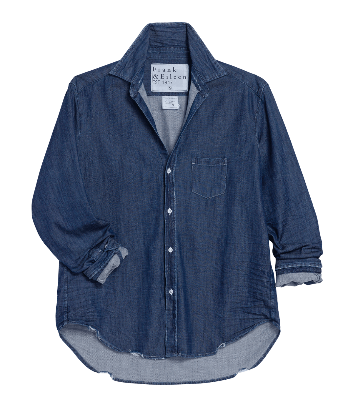 Eileen Woven Button Up Shirt in Vintage Dark Wash