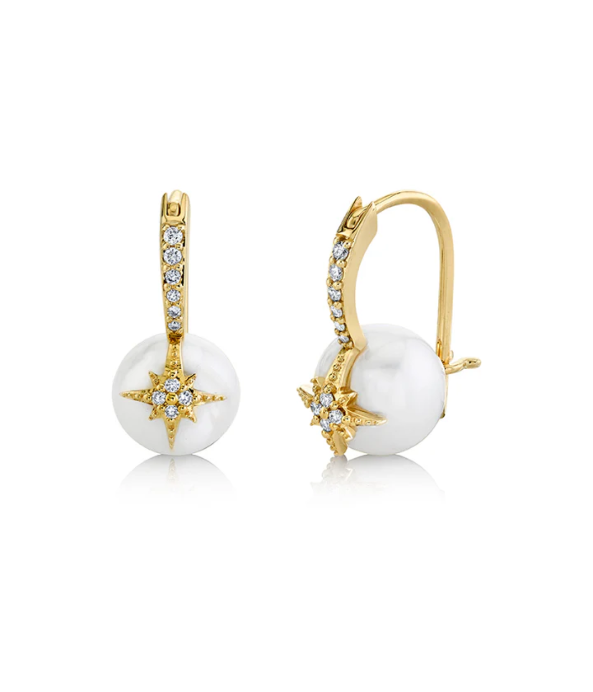 Pave Starburst Earrings in Pearl