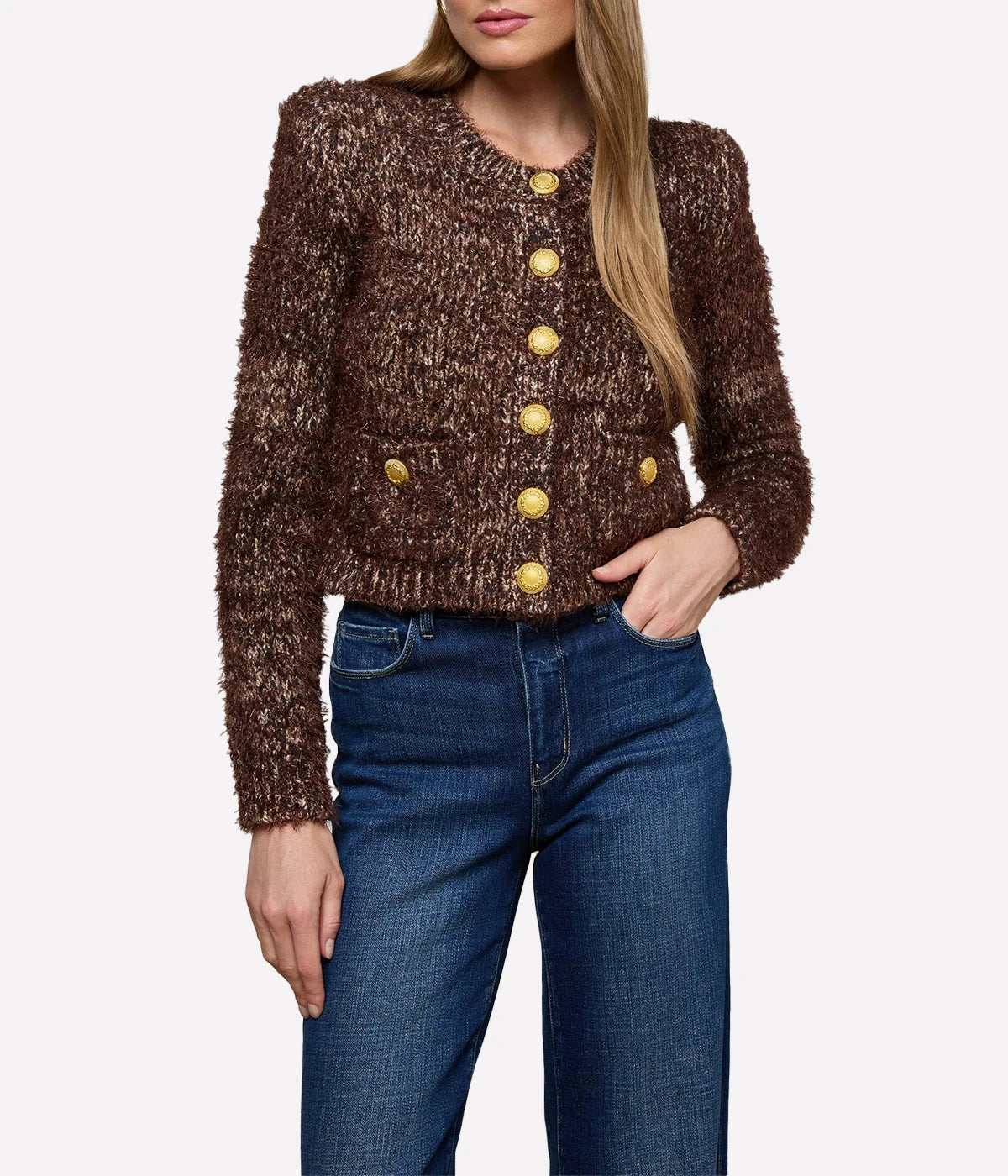 Una Knit Cardigan in Chocolate Multi