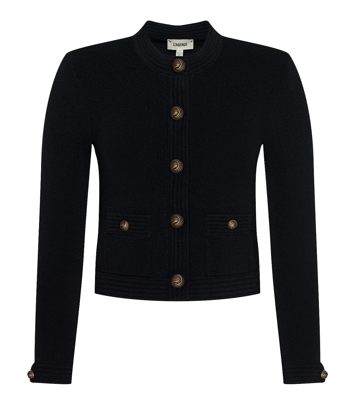 Patsy Crop Crew Cardigan in Black Gold