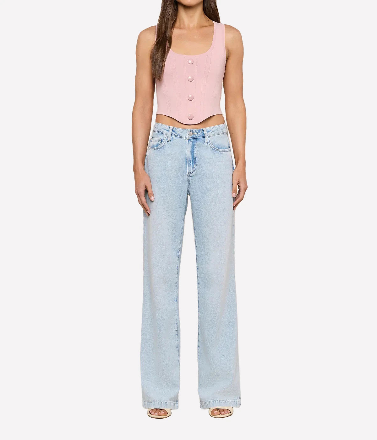 Dove Scoop Neck Knit Corset in Misty Rose