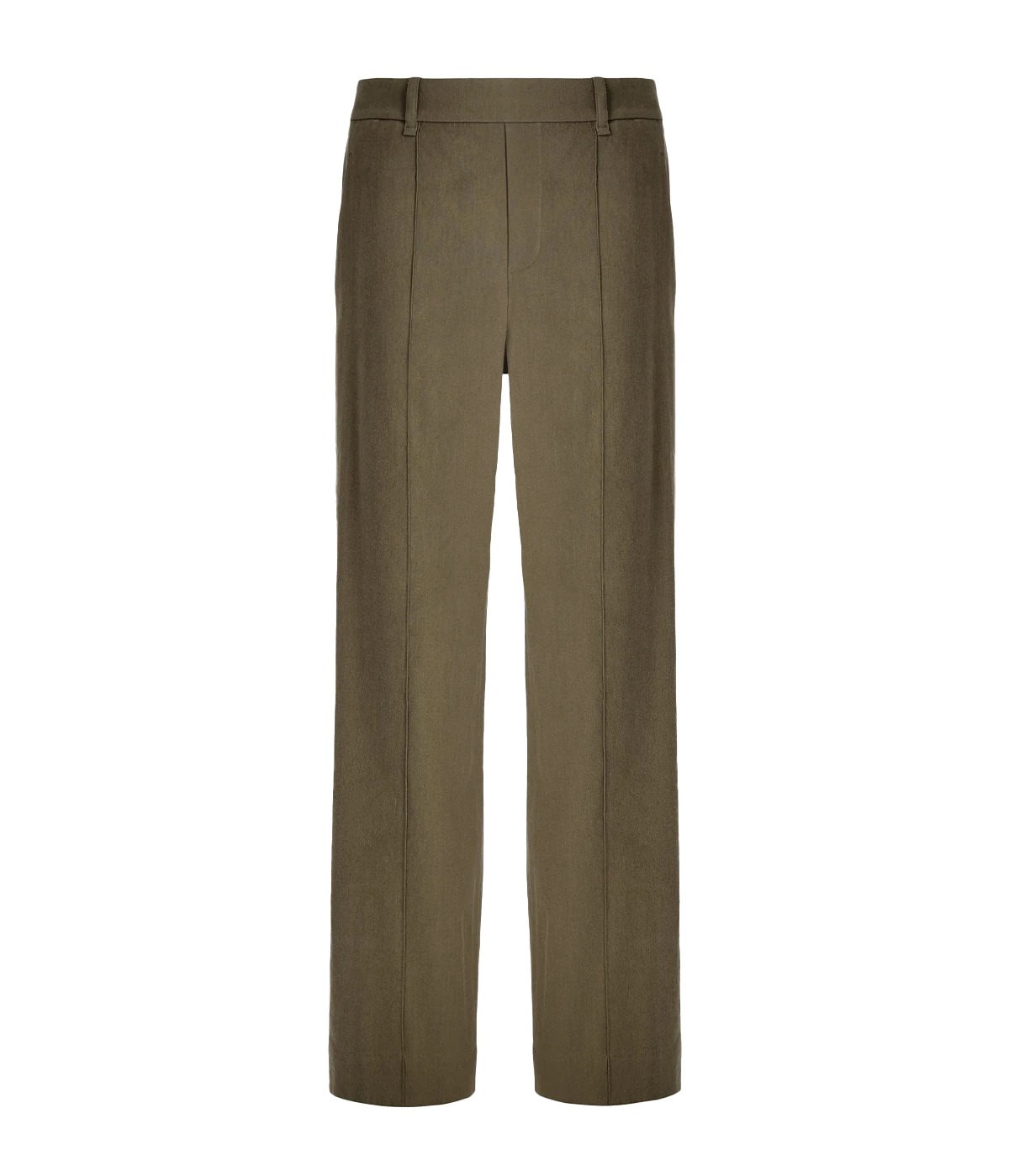 Vince high-waisted wide-leg pull-on linen-blend trousers with elasticised back waistband in a natural tone – women’s easy tailored pants.
