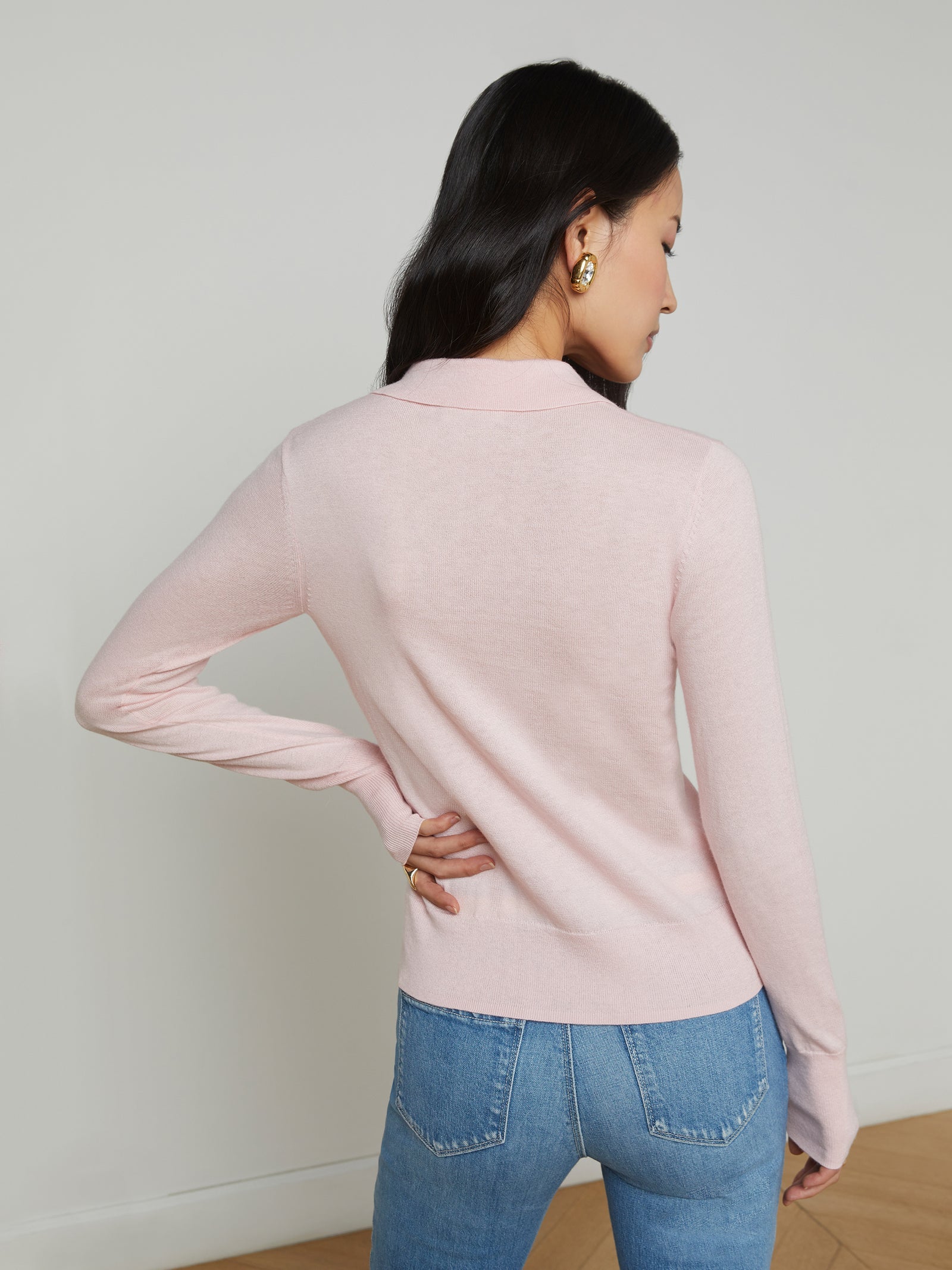 Sterling Collared Sweater in Pale Pink Gold