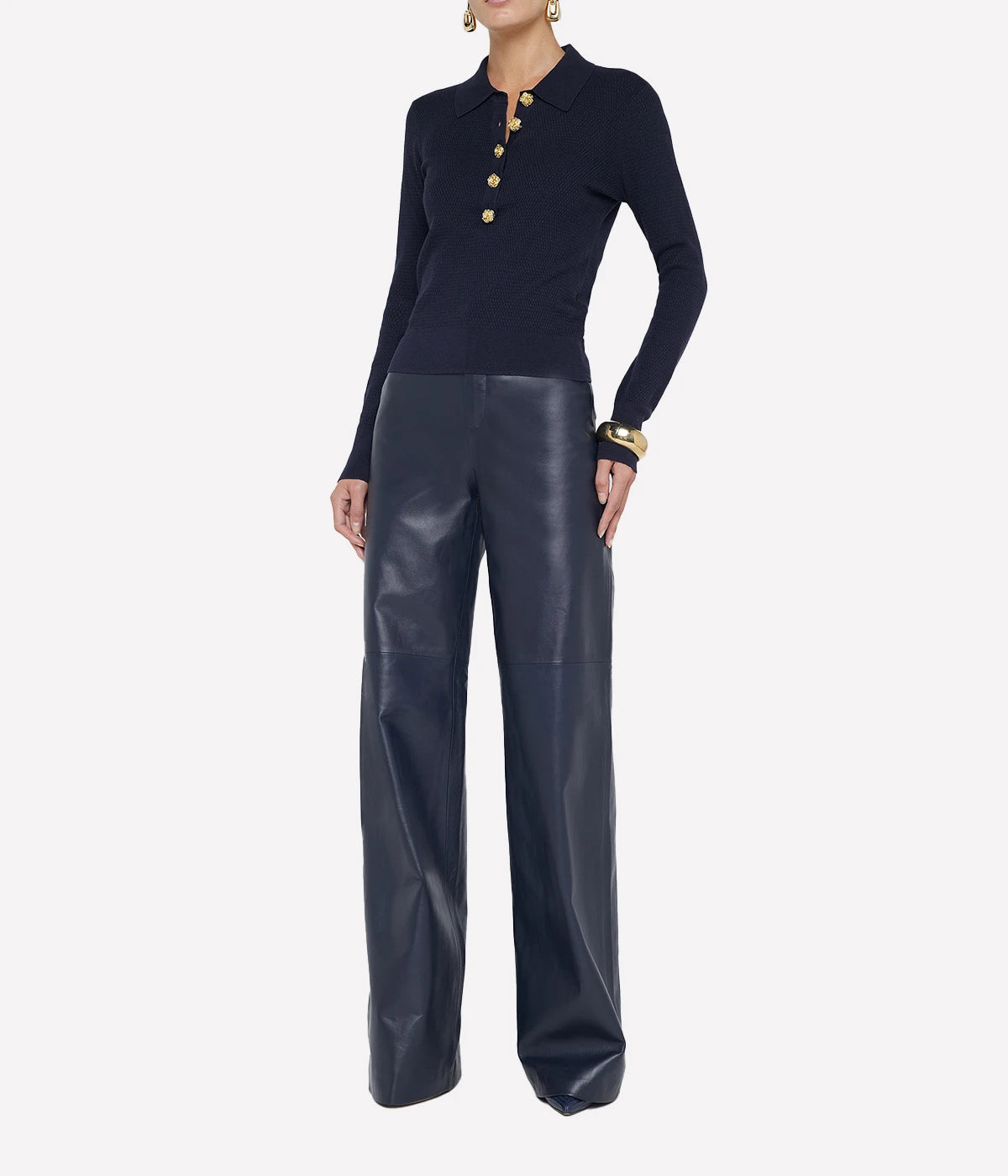 Sterling Collared Sweater in Midnight Gold
