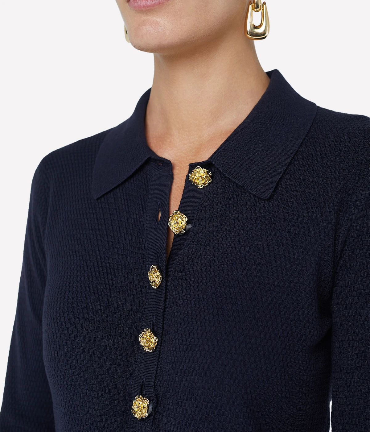 Sterling Collared Sweater in Midnight Gold