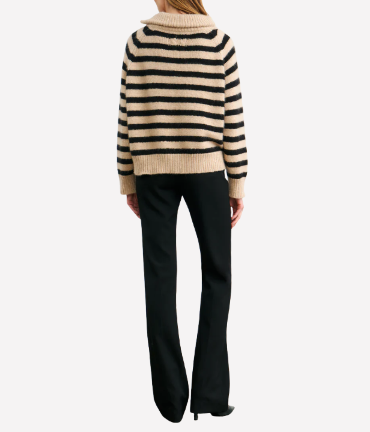 Raelynn Stripe Sweater in Parchment Black Stripe