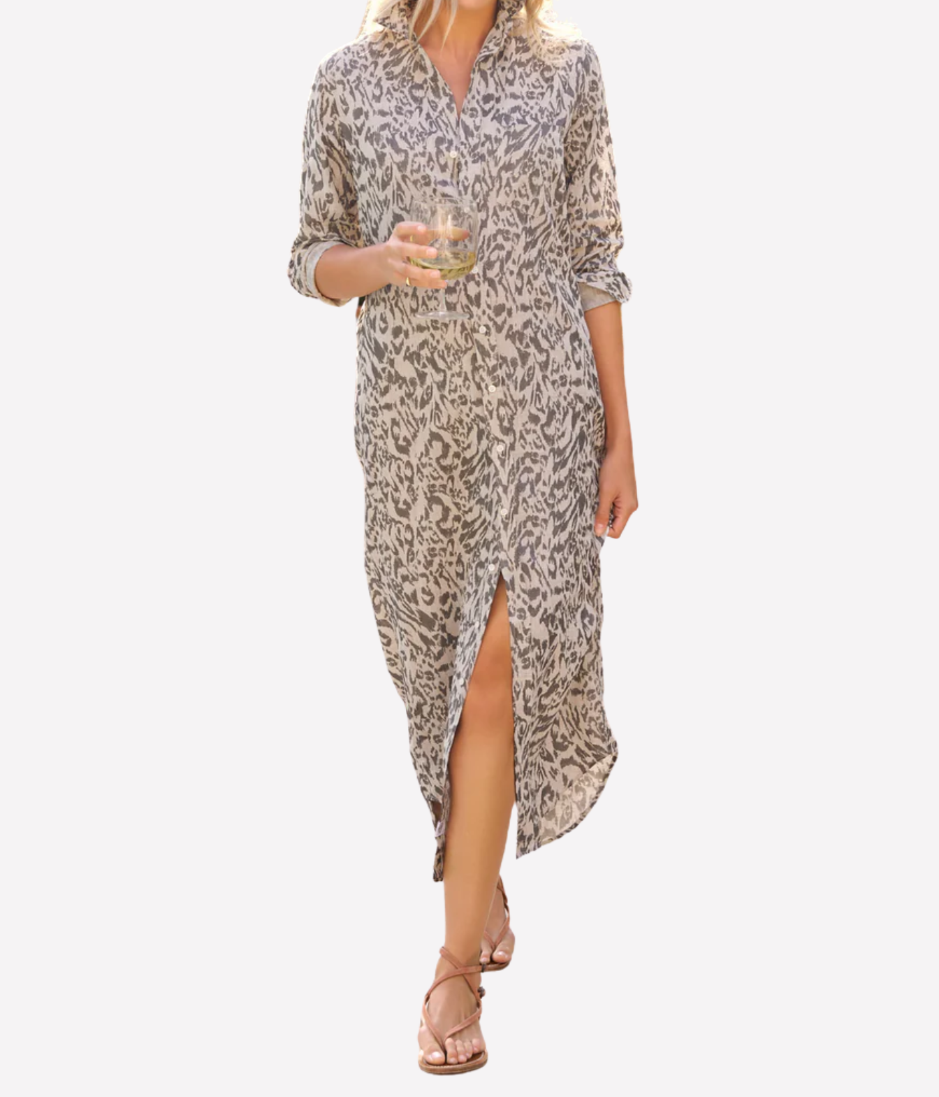 Rory Maxi Shirtdress in Glitter Animal Print