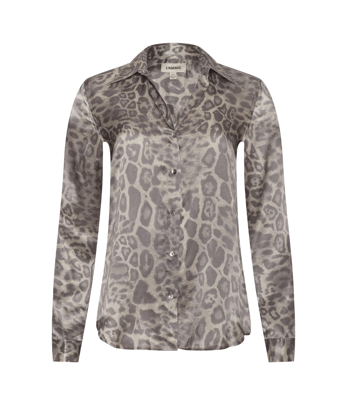 Tyler L/S Blouse in Grey Multi Leopard