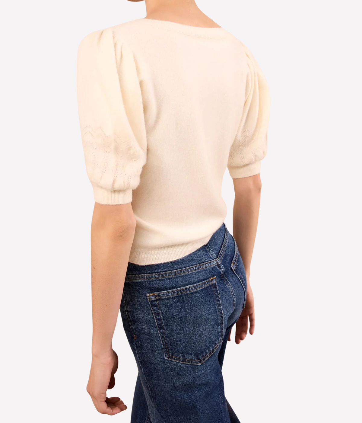 Reina Puff Cashmere Top In Pearl